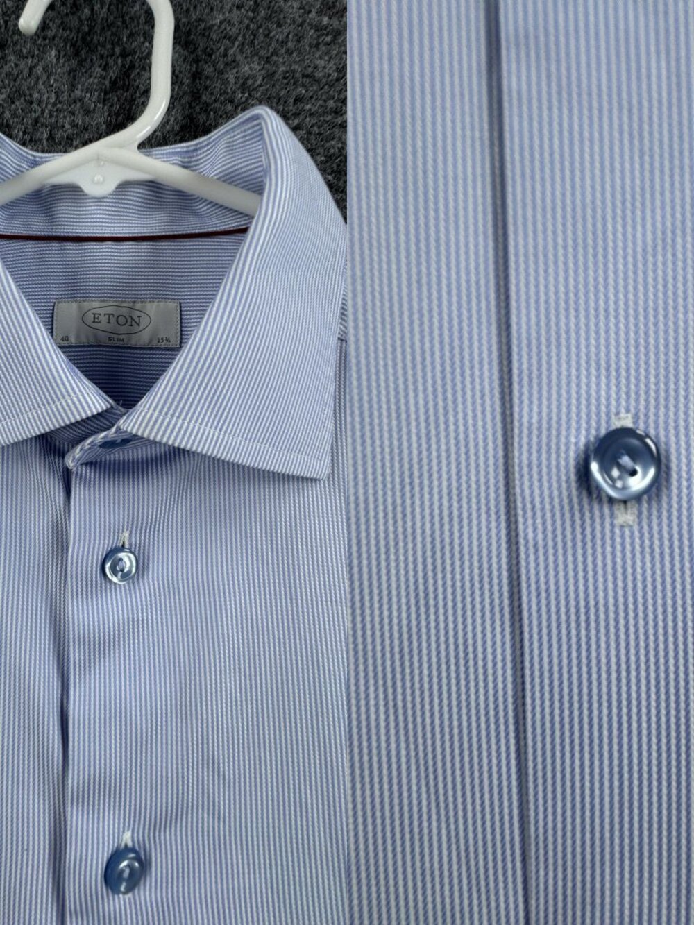 Eton Cambridge 15.75 Striped Convertible Cuff Slim All Cotton Blue White Work